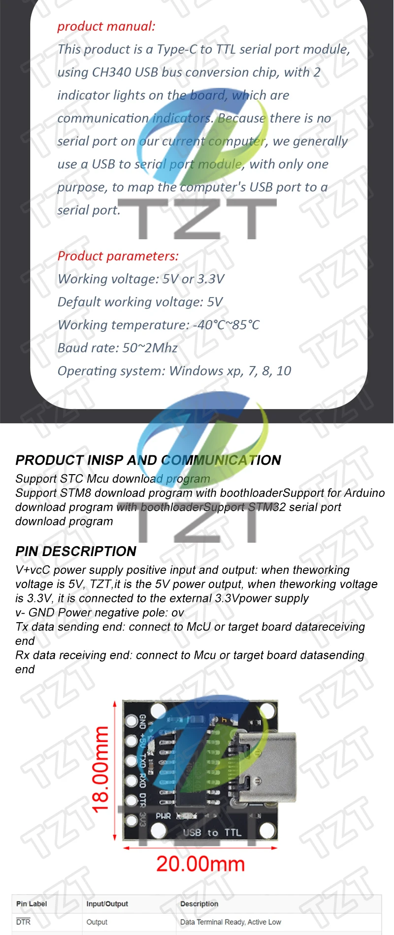 Tzt Ch340n Sop8 Usb To Ttl Module Pro Mini Downloader Replaces Ch340g ...