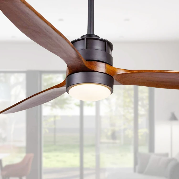 Silent Dc Motor Wooden Ceiling Fan Lamp 
