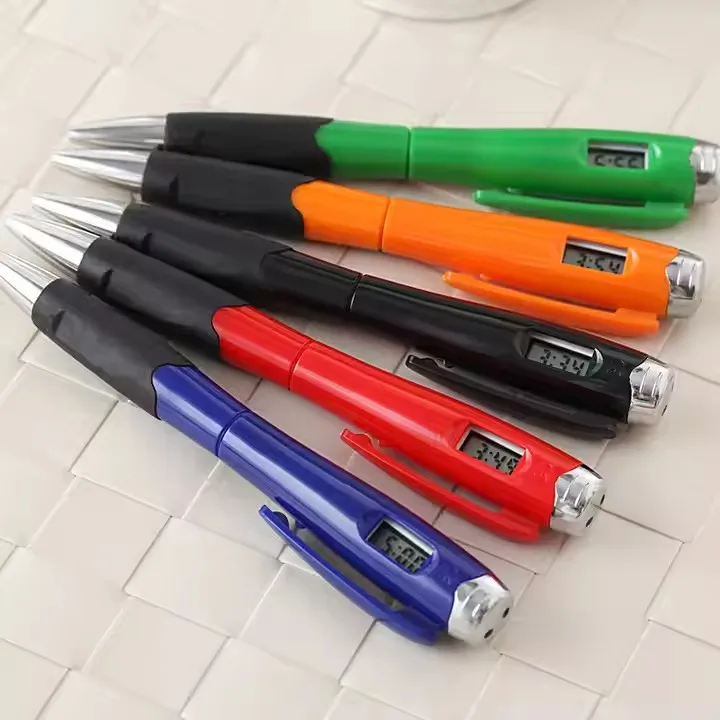 Hot Sale Multi Function Plastic Ballpoint Pen with Digital Watch Clock Pen From China Factory Watch Clock Ballpoint Pen