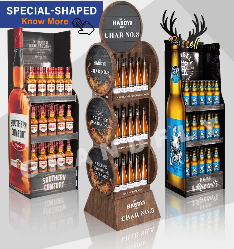 Custom Supermarket Cardboard Beverage Display Racks Paper Cardboard ...