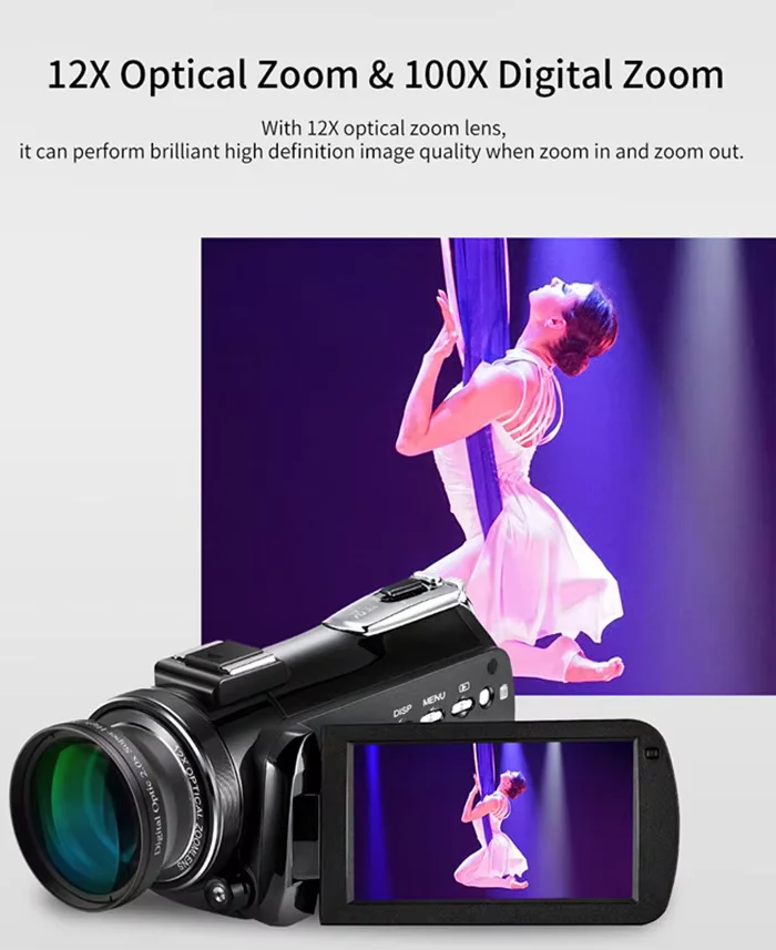 ORDRO AC5 UHD Camcorder 12X Optical Zoom Camera Built-in Wifi 4k Professional Video Camera