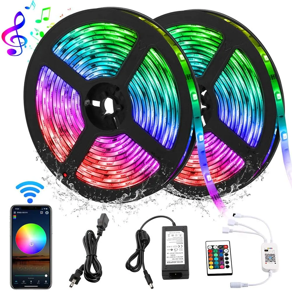 10m Waterproof 12v Smd 5050 Smart Wifi Phone App Control Rgb Led Strip  Light Set With Ir Remote For Christmas Party Mirror Tv - Buy Smart Led  Light Strip,5050 Rgb Led Light
