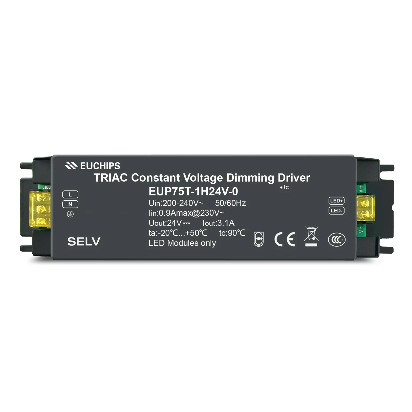 Espen VEL12045120HDA-3 LED Driver - TRIAC Dimming, Constant Current, 12W Max, 450mA, 120V Input, 22-28V Output