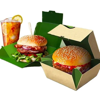 High Quality hamburger paper box Disposable Take Away lunch box paper food packaging boxes with logo