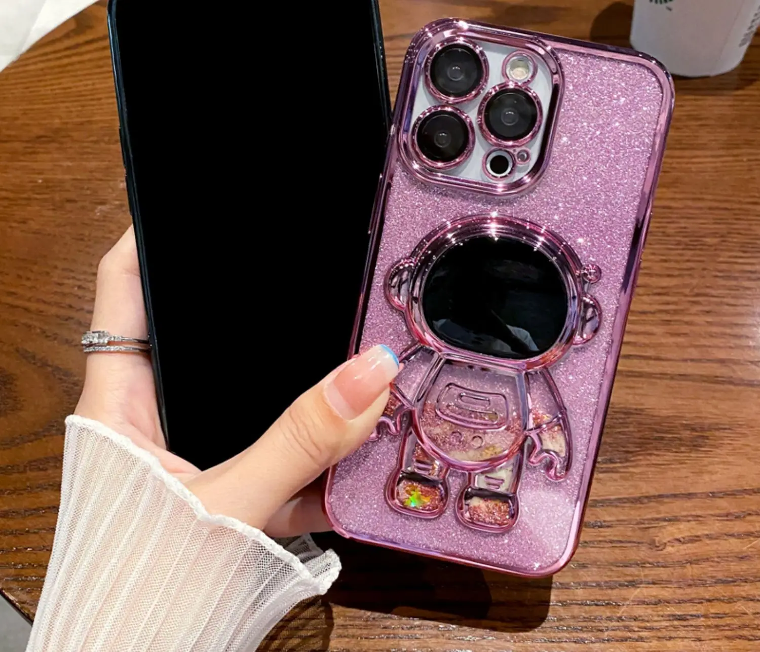 Unique Luxury Astronaut Fold Stand Holder Glitter Plating Mobile Phone