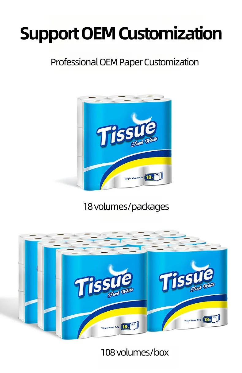 Wholesale Cheap Toilet Paper Custom Soft Toilet Tissue Roll 1/2/3/4