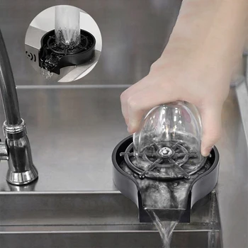 2024 New Hands Free Automatic Rotating Spray Glass Cleaner Washer,Mini High Pressure Cup Rinser Dishes Washer For Kitchen