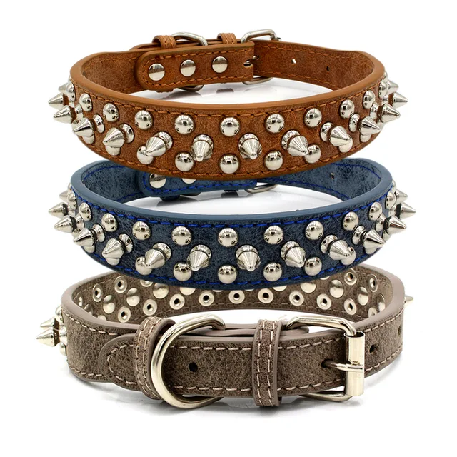 New Design Bronzed Punk Pet Collar Leather Rivets Bite Resistant Dog Collar For Small Medium Large Dogs