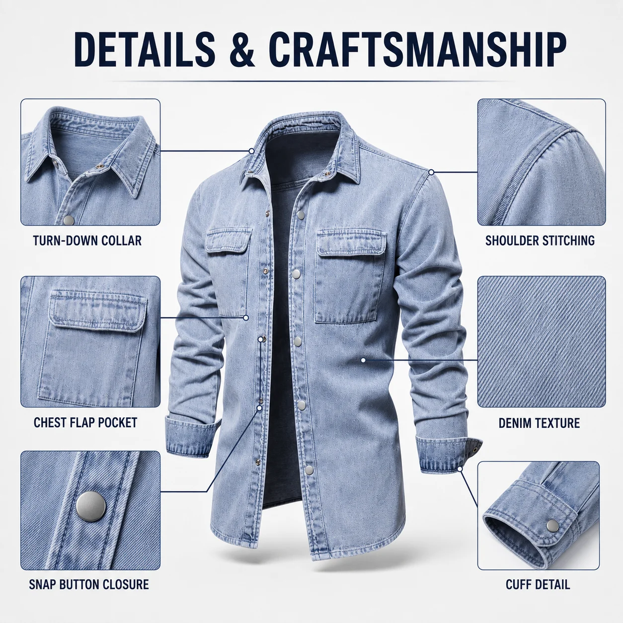 Autumn 100% Cotton Denim Shirts Men Casual Solid Color Long Sleeve Shirt for Men Spring High Quality Jeans Male Shirt