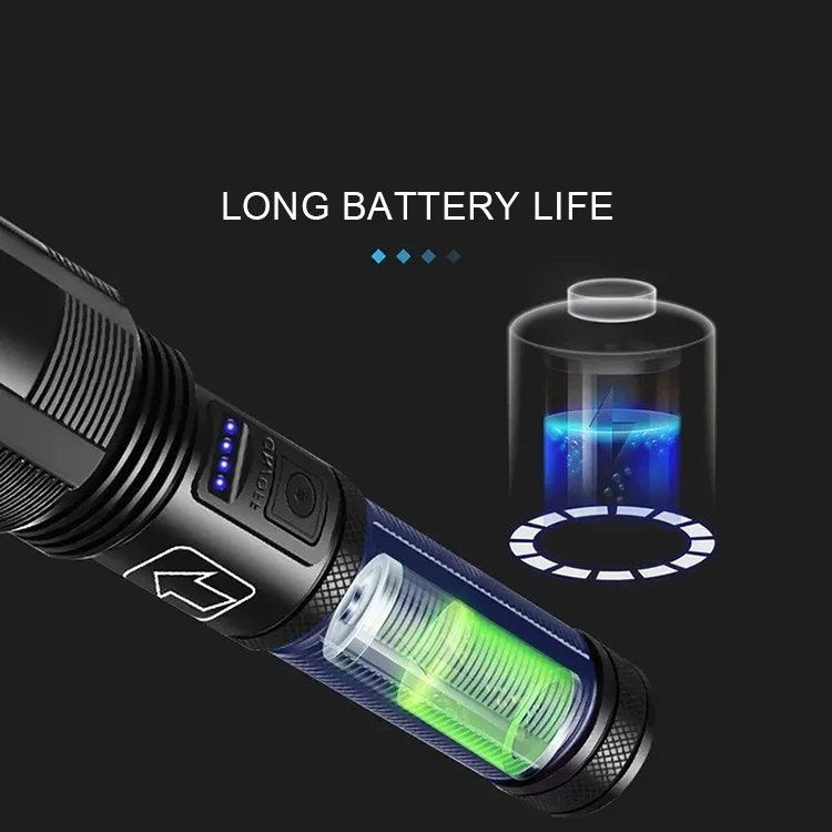 XHP50 USB rechargeable tactical hunting camping flashlight water proof torch light long range convoy flashlight factory