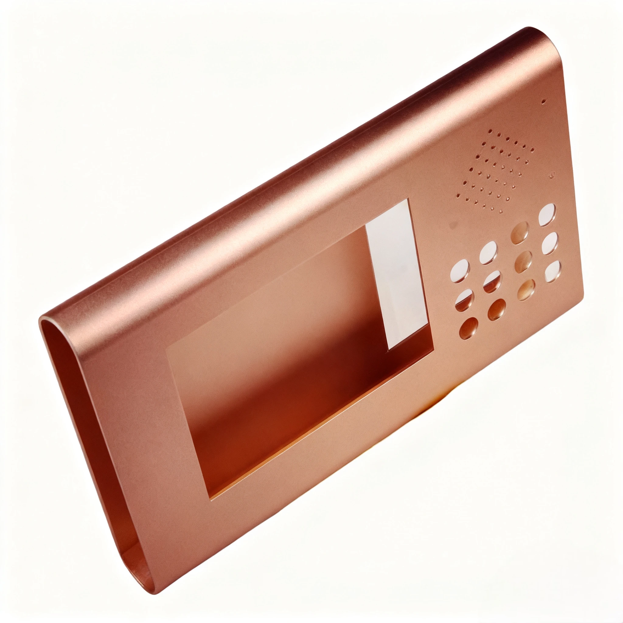 High-End Rose Gold Aluminum Alloy Intercom Casing Precision Stamping Sheet Metal Fabrication Premium Rose Gold Metal Enclosure