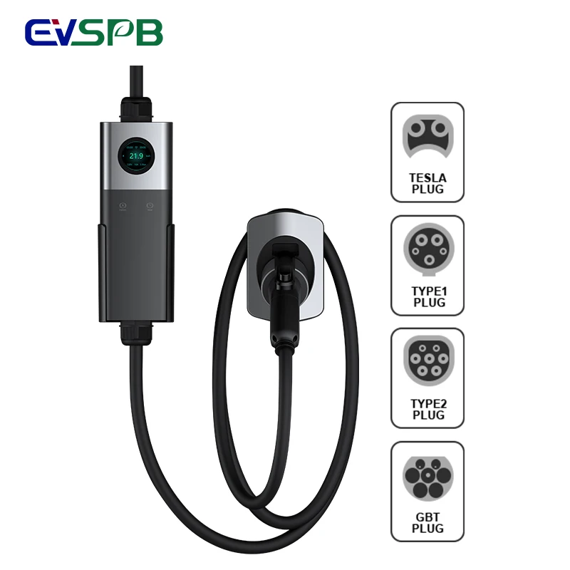 Adaptable Tails Portable EV Charger with Multi Plugs Car Charging Station Type 2 EV Wallbox Charger Mobile EV Charging Station