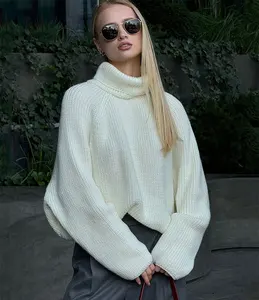 Turtleneck Loose Women's Sweater Autumn Winter Fashion Knitted Top With Unique Backless Cutout Design Pullovers