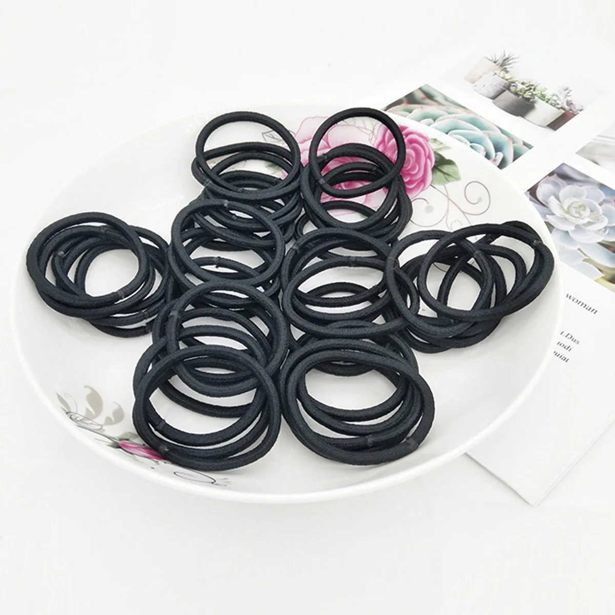 1000pcs 4mm Thick Seamless Black Hair Tie Wholesale Durable Elastic ...