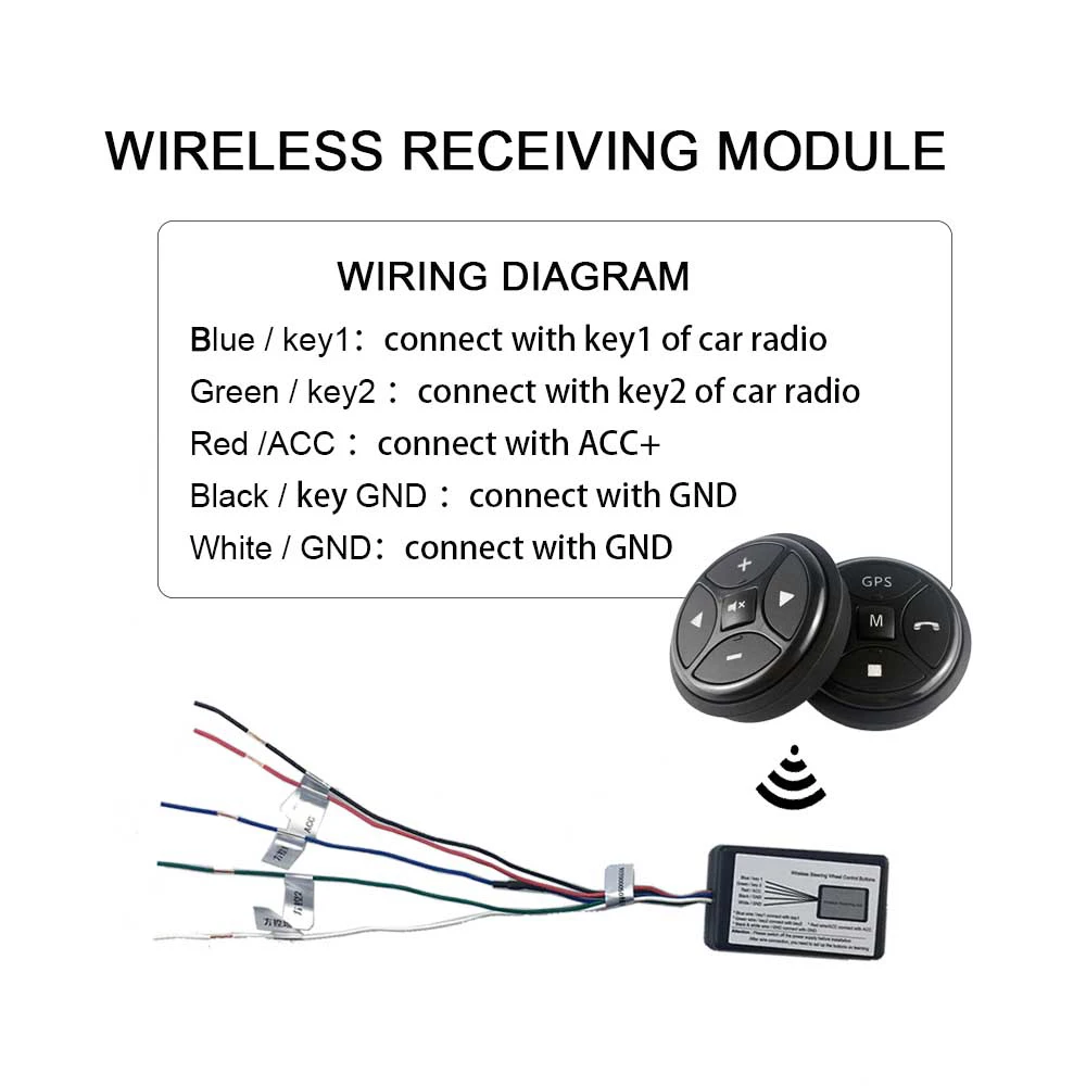 Round Steering Wheel Controller Universal Wireless Button Remote Steering Wheel Control for Car Stereo Audio Radio