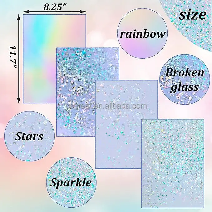 Broken Glass Holographic A4 Adhesive Overlay Sheet Water Resist Cold ...