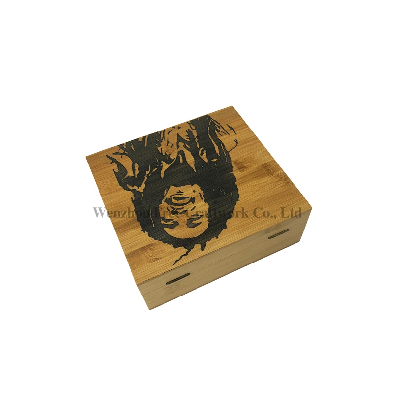 Custom Storage Box Glass Jar Rolling Tray Grinder Bamboo Stash Box Flip with Lock Organizer for Herb Aromatic Blend