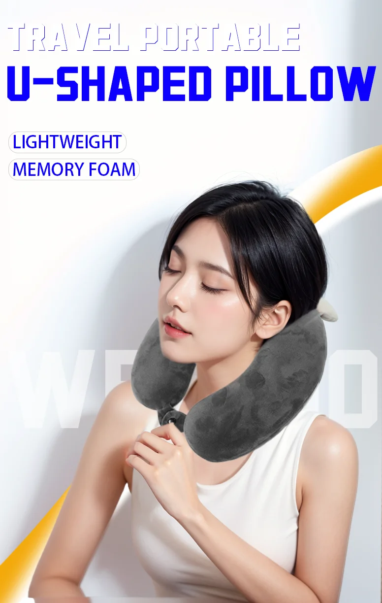 Memory Foam U-Shaped Pillow Portable Travel Neck Support Sleeping Pillow Comfortable Neck Cushion Airplane Journey Essential