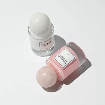 Factory Empty Glass Perfume Bottle 50ml Inside Painting Bottle Luxury Perfume Bottle With Natural Stone Cap and Box Packaging