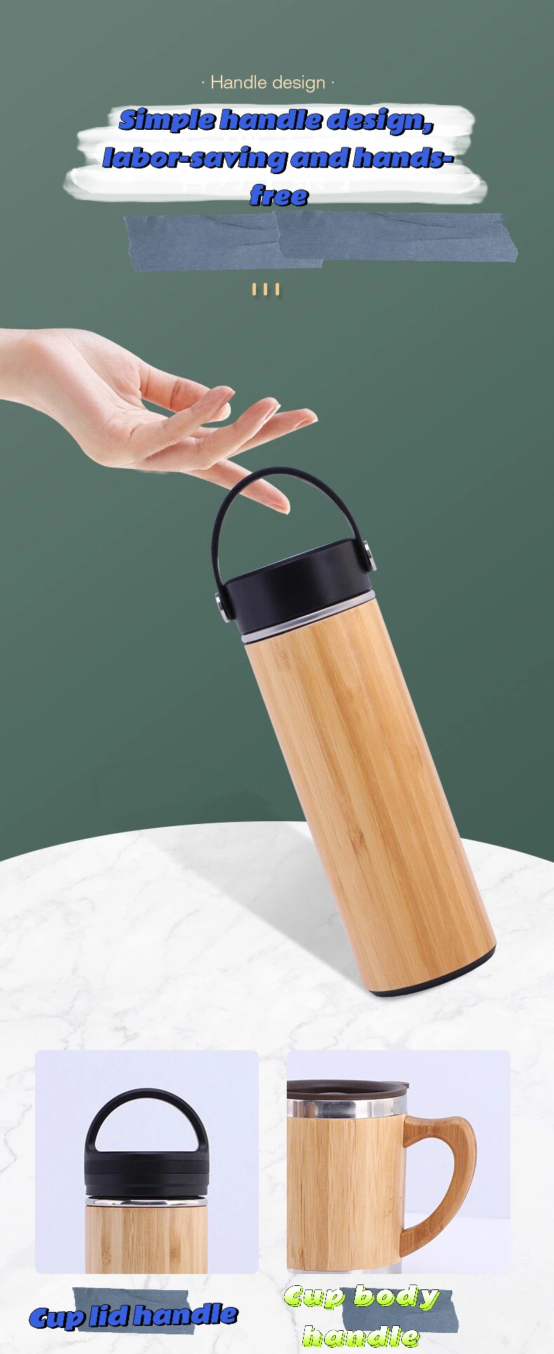 Kozy Kitchen Bamboo Tumbler With Tea Infuser - 17oz Stainless Steel Insulated Mug