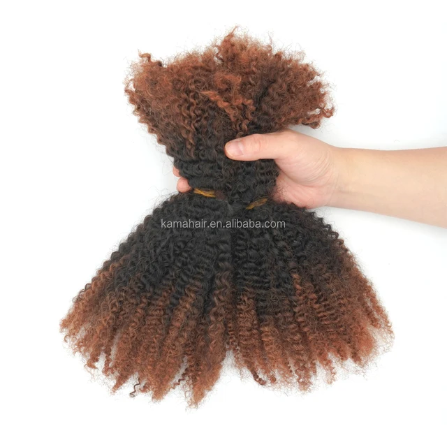 KAMA 30/Natural/30# 4C Afro Kinky Bulk Curly Remy Indian Hair Machine Double Weft 100% Human Twist Hair Bundles Hair Extension