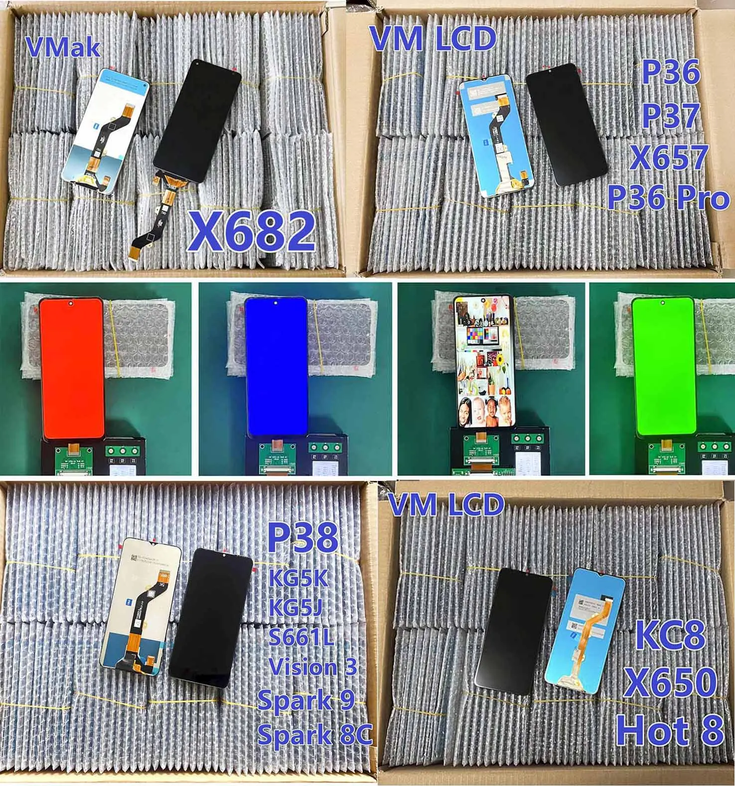 Factory Price Pantalla LCD for Itel P38 LCD Display Touch Screen Accessories for Tecno Spark 8C KG5k