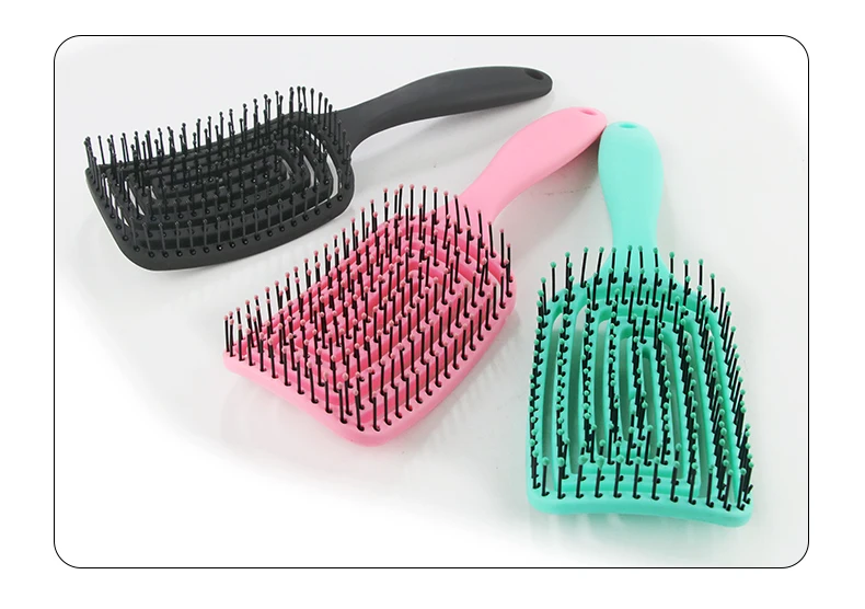 Xm Custom Logo Wet And Dry Curved Vent Massage Square Paddle Detangle