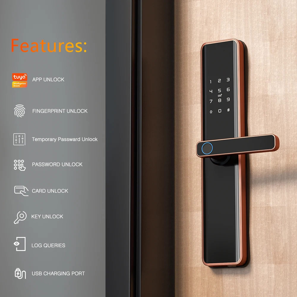 For Eseye Smart Electric Gate Lock Keyless Aluminum Door Entry with Alexa Fingerprint & WiFi Memory Card Data Storage Option