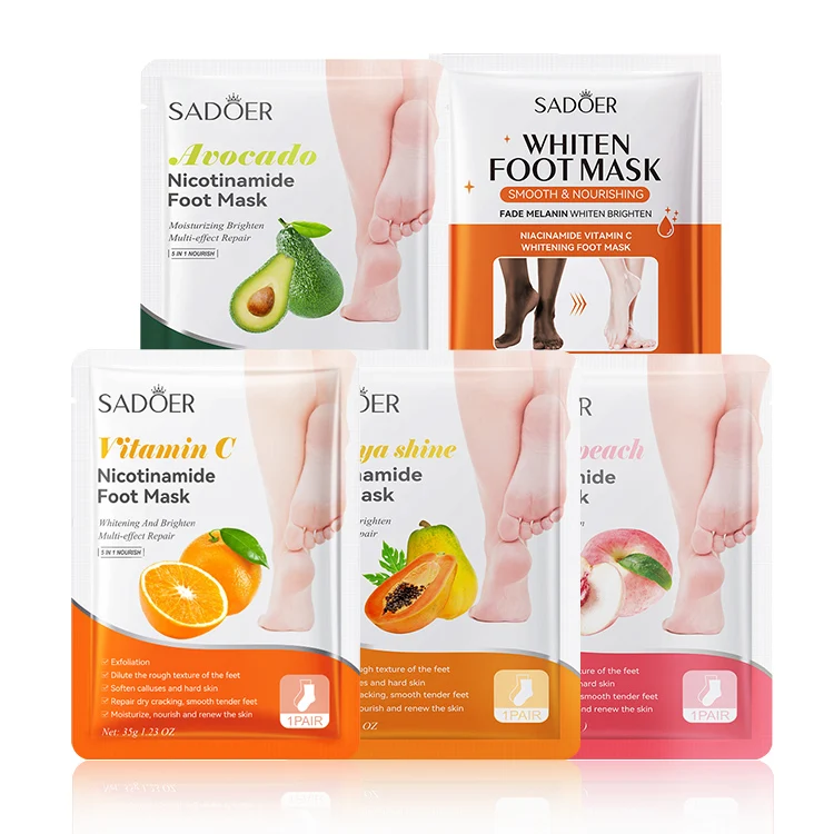 SADOER Natural Vegan Vitamin C Liquid Foot Spa Mask Nicotinamide Infused for Whitening Softening Repairing Cracked Feet