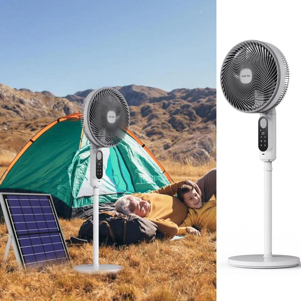 30W Remote Control Floor Stand Tower Pedestal Soundless Solar Fan