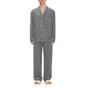 Breathable Men Loungewear Bamboo Viscose Sleepwear Lounge Wear Sets Custom Pjs Mens Pajamas