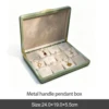 Caja colgante con asa de metal verde
