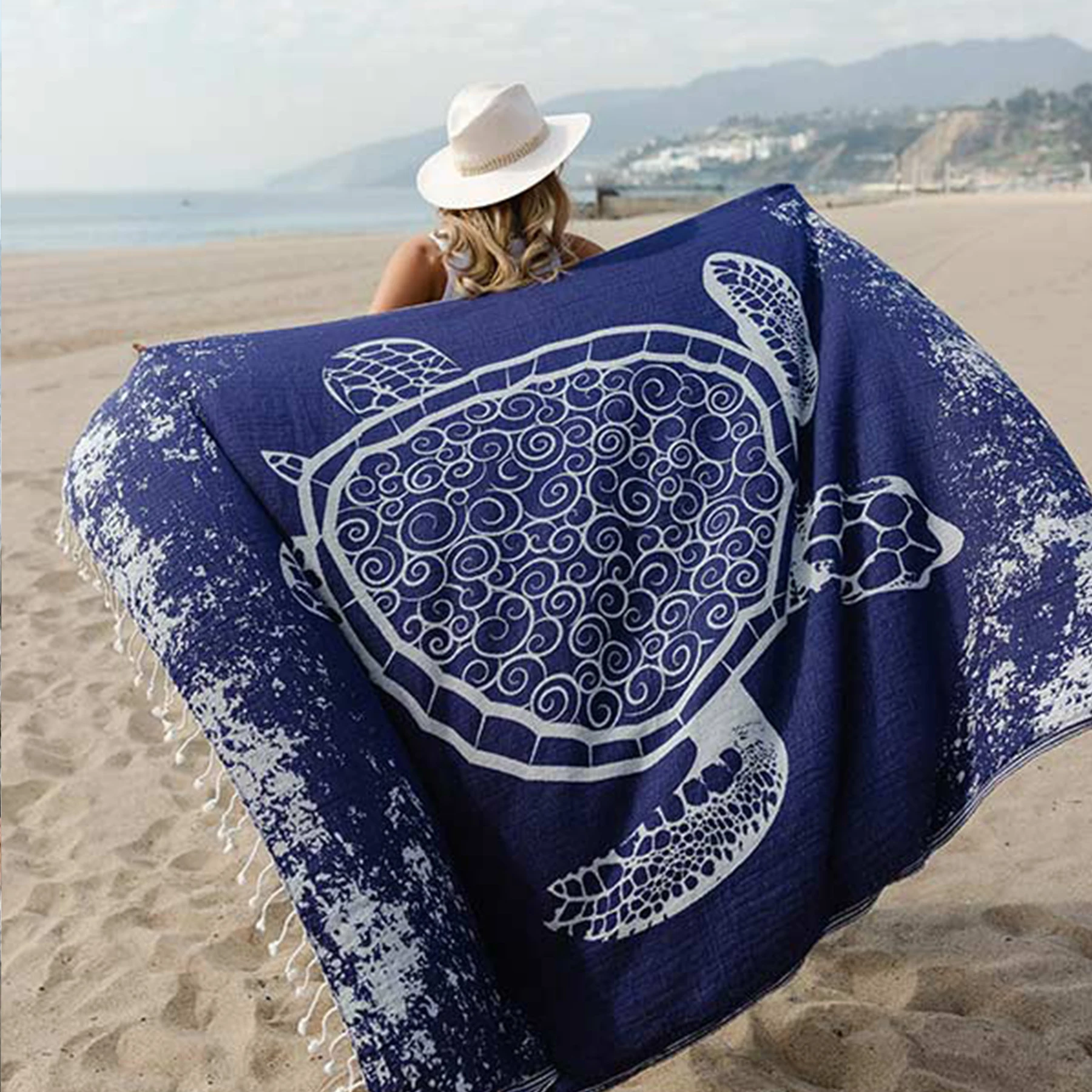 Custom Bulk Turkish Hamam Beach Towel Blanket Peshtemal Oversized Turkish Beach Towel Custom Design