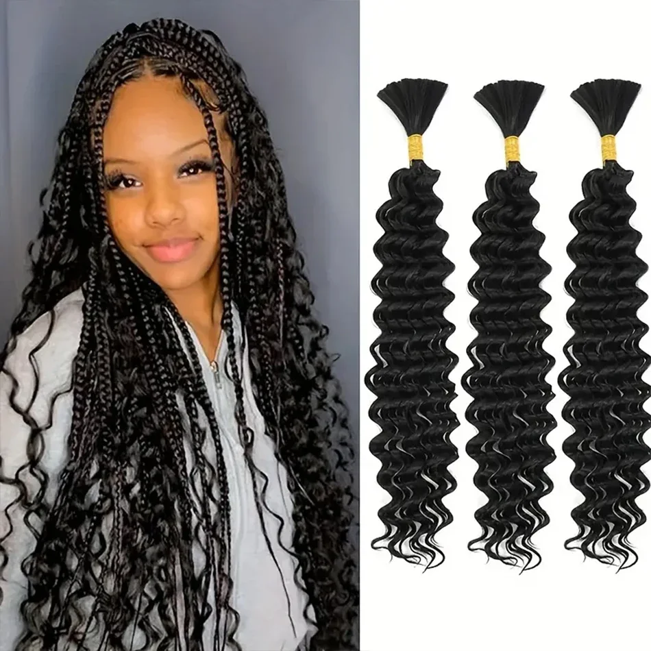 Deep Wave Human Braiding Hair 100% Unprocessed Real Human Hair No Weft Curly Bulk For Natural Braiding_voghion.com