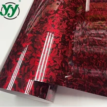High Glossy Red Black Gold Silver Forged Carbon Fiber Vinyl Wrap Film Adhesive Motorcycle Car Wrapping Film