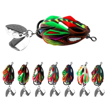 SNEDA New Silicone Frog Lure with Double Blades-Realistic Topwater Bait for Long Cast Snakehead & Bass Fishing Lake Stream River – Soft Lure – view 2