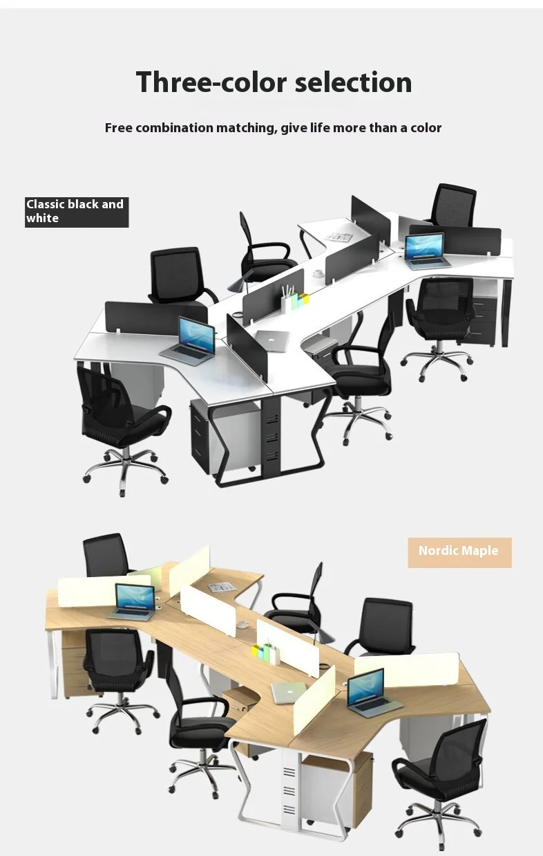 New Customizable Office Furniture Creative Staff Table Desk Office Modular Clerk Workstation 120 Degree L Simple Modern