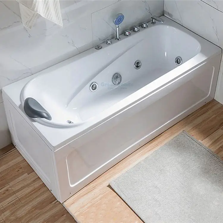 Japan Home Sex Hot Spa 120x70 Acrylic Rectangle Bathtub with Combo Massage Freestanding Modern Design for Hotel Villa Indoor Use