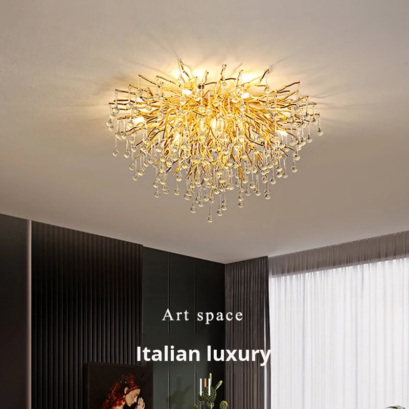 Lampas Crystalina Luxuosa ad Villam Hotellem Tabernam Duplex Luminaria Pedestris cum Forma Ovali ad Salonem Aulamque Luminis in Tecto