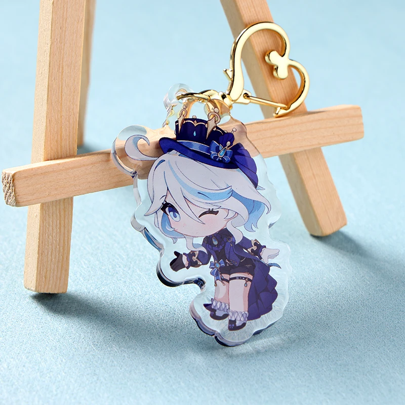 Custom Double Sided Print CNC Cut Clear Epoxy Acrylic Keychain