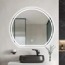 Wall Mounted Led Bathroom Half Moon Mirrors Defogger Touch Screen Led Bath Smart Mirror For Hotel Bathroom