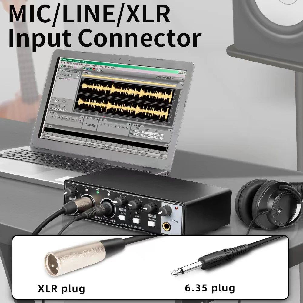 Pc Computer USB Sound Cards Audio Interface Recording Music Studio Equipment Professional