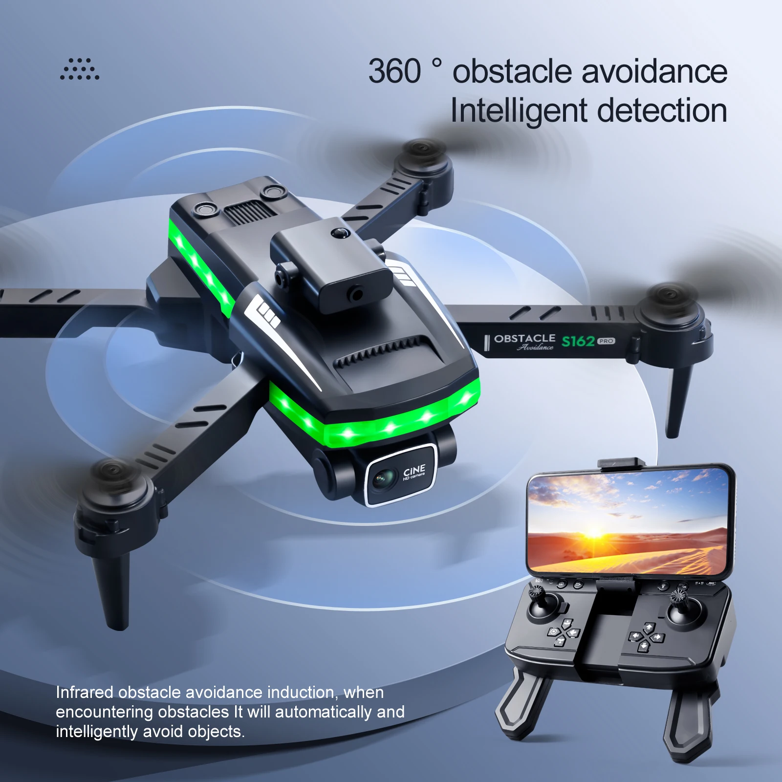 Professional S162 Drone 4k Hd Dual Camera Led Light Wifi Fpv Obstacle ...