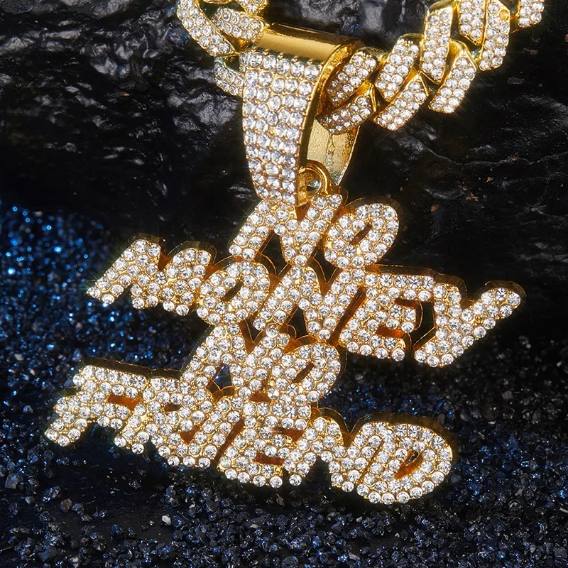 Fashion Pendant With Necklace Set Cuban Necklace Pendant Hip Hop Chain Full  Diamond Letter Pendant Necklace for Men Jewelry Sets
