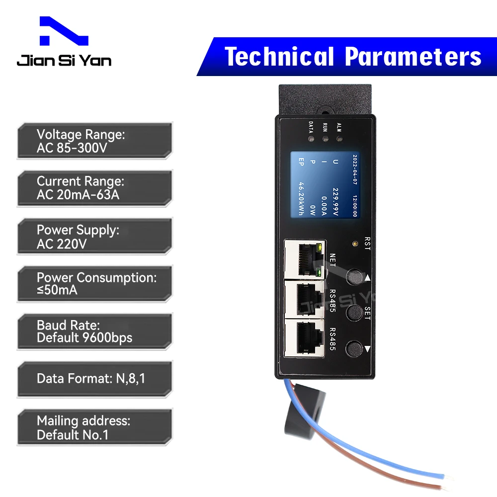 JSY1041 Intelligent PDU Meter Humidity Temperature Sensing Data Center Rooms Dynamic Monitoring Control Smart IP PDU Meter