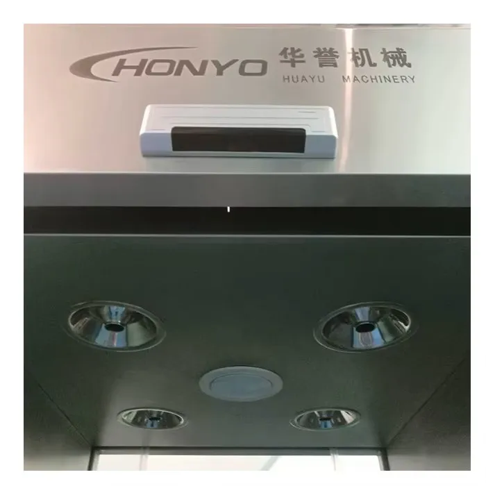Automatic stainless steel air shower chamber for personnel decontamination in meat processing facilities