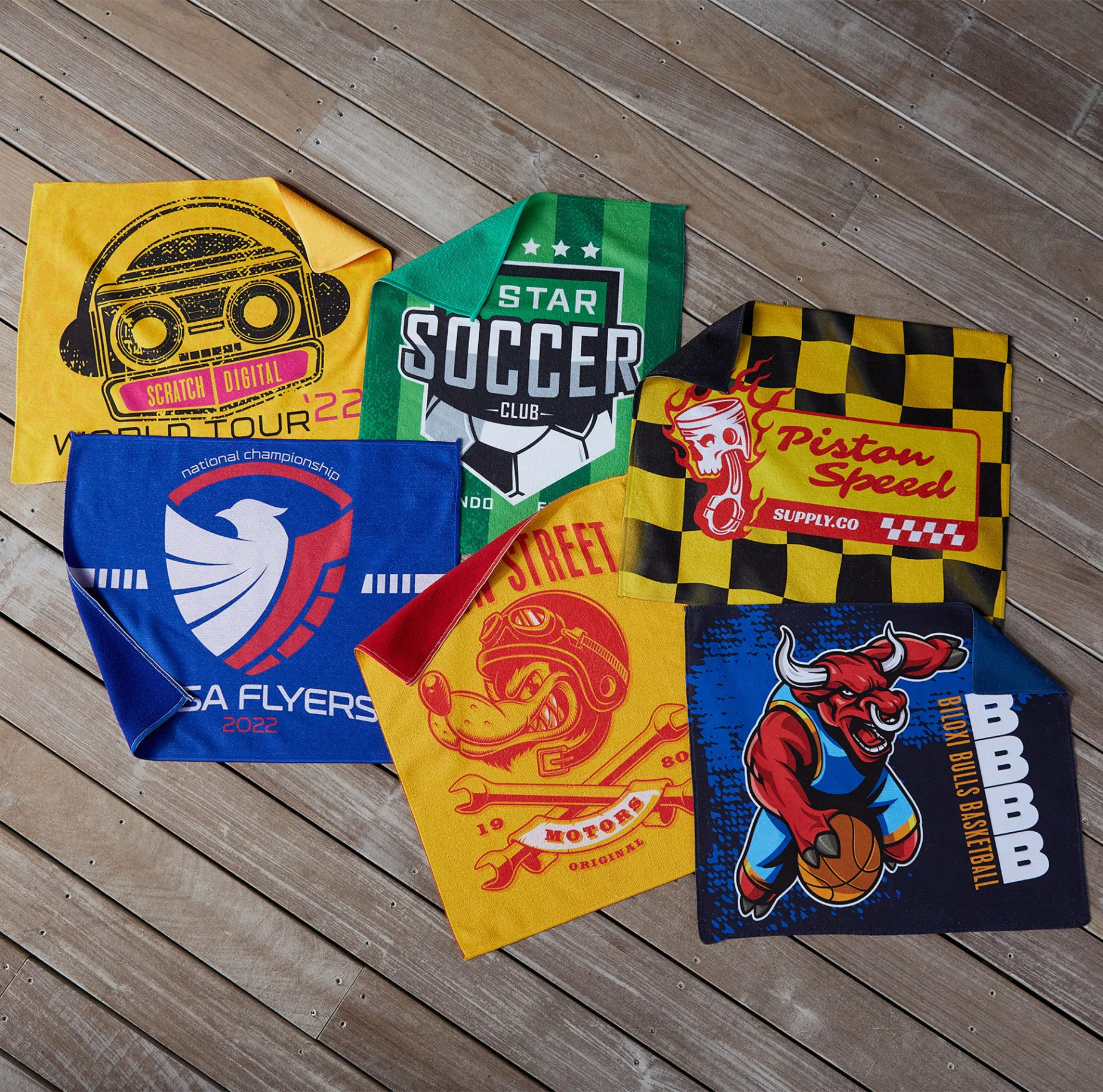 Custom Gym Towels Double Side Printed Basketball Club Slogan Advertising Sports Rally Towel supplier