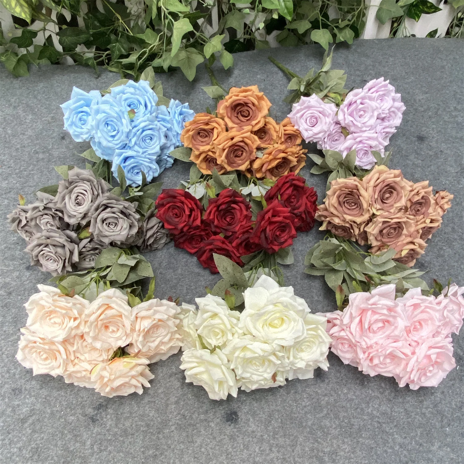 Bestselling 9head Diamond Rose Artificial Flower Rose For Wedding