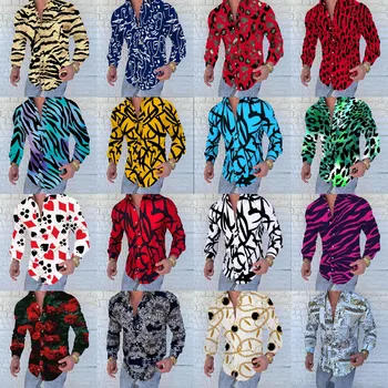 2023 hot sell long sleeve casual floral printing african clothing men's shirts