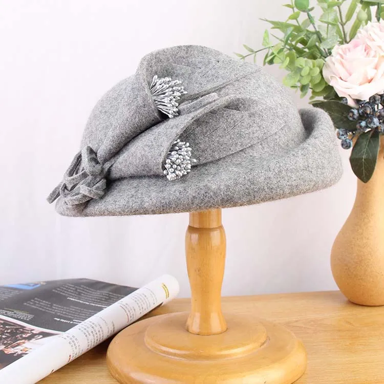 Fashion Women 100 Australian Wool Felt Hat Fedora Bowler  display picture 3